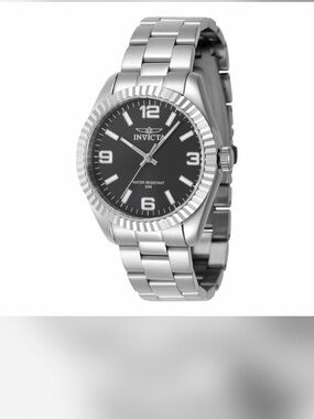 Invicta Silver Stainless Steel Watch with Black Dial